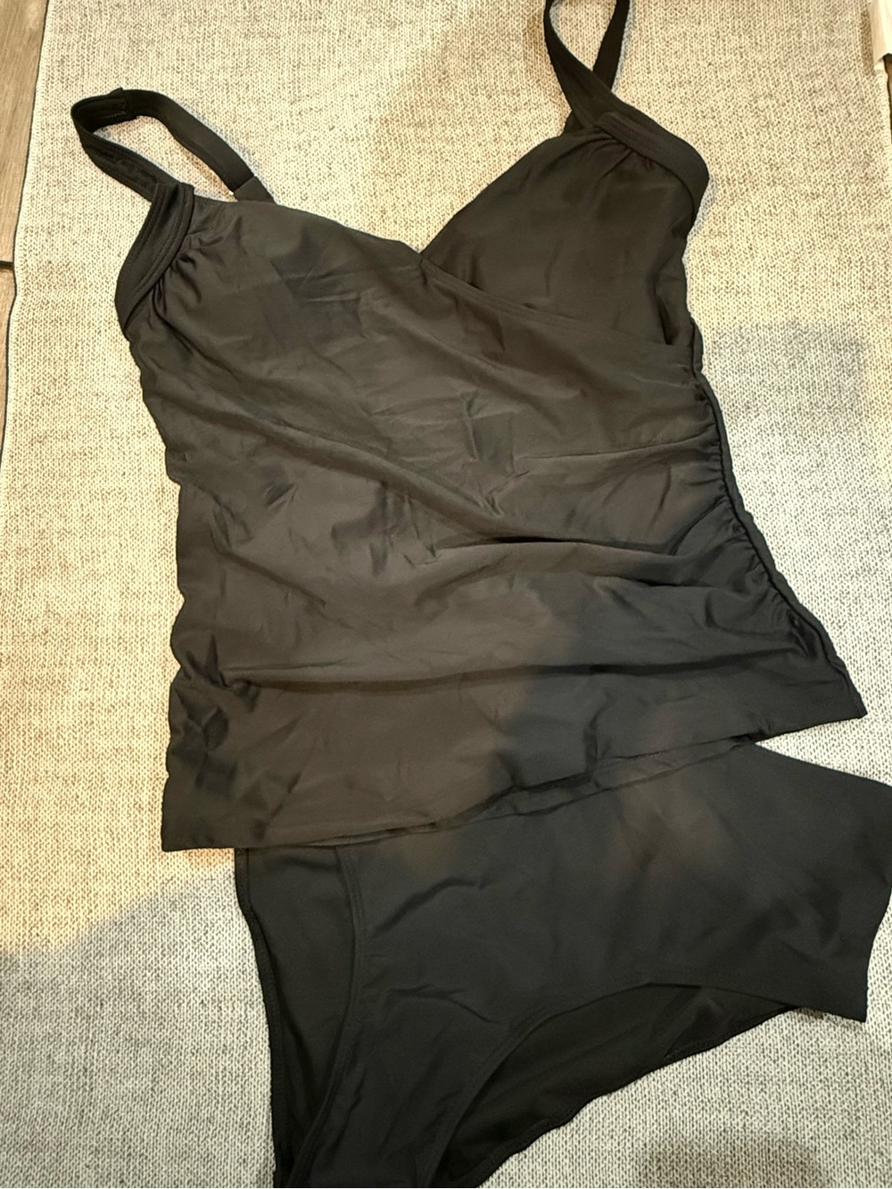 Black Tankini Swim Top and Bottom